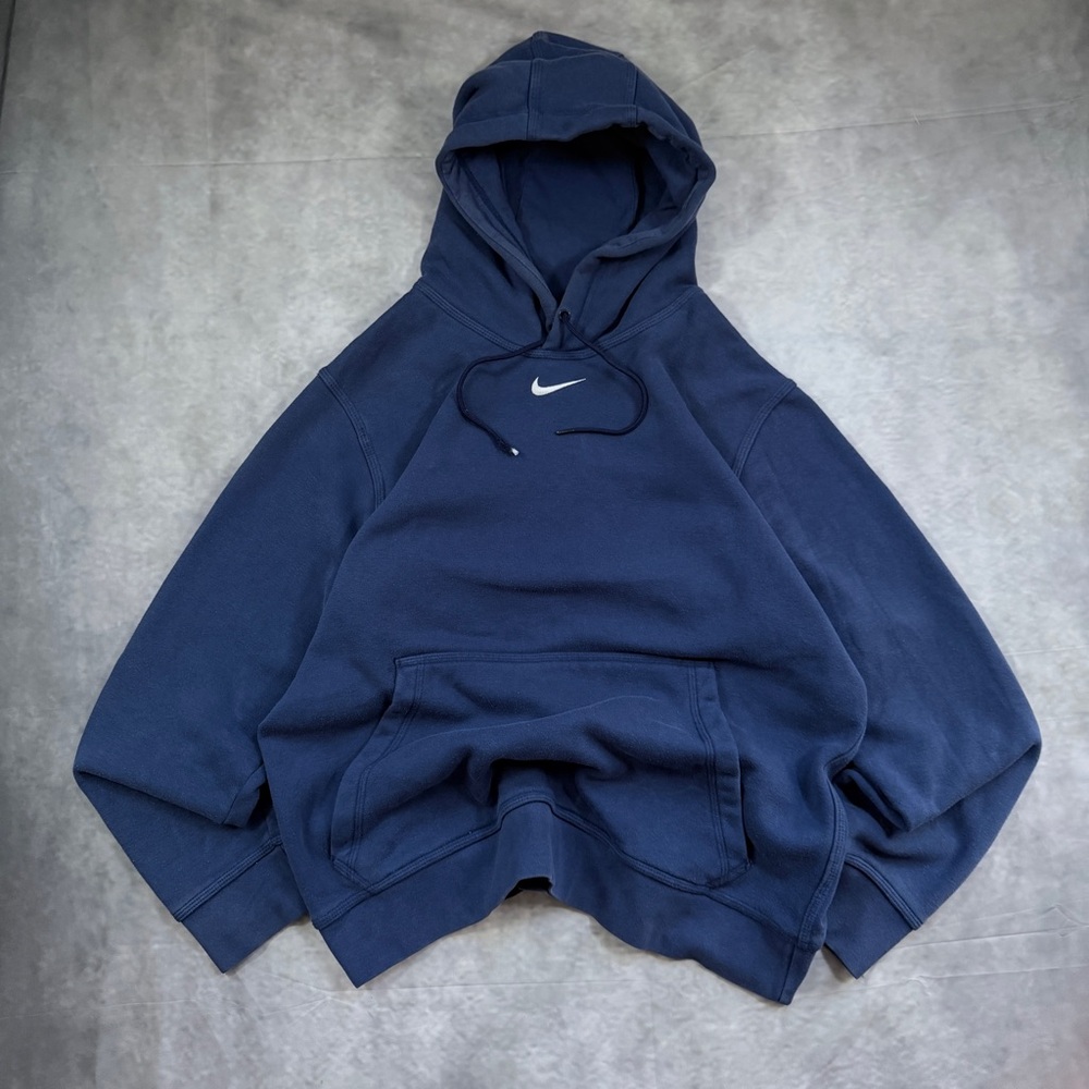 Nike navy hoodie with embroidered center swoosh